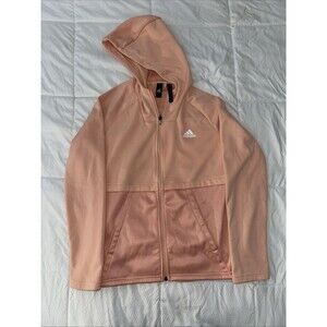Adidas Women's Hoodie Small Full Zip Up Long Sleeve Activewear Jacket Coral